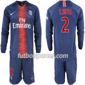 Camisetas Paris Saint Germain T. Silva 2 Niño Primera Equipacion 2018/2019 Manga Larga